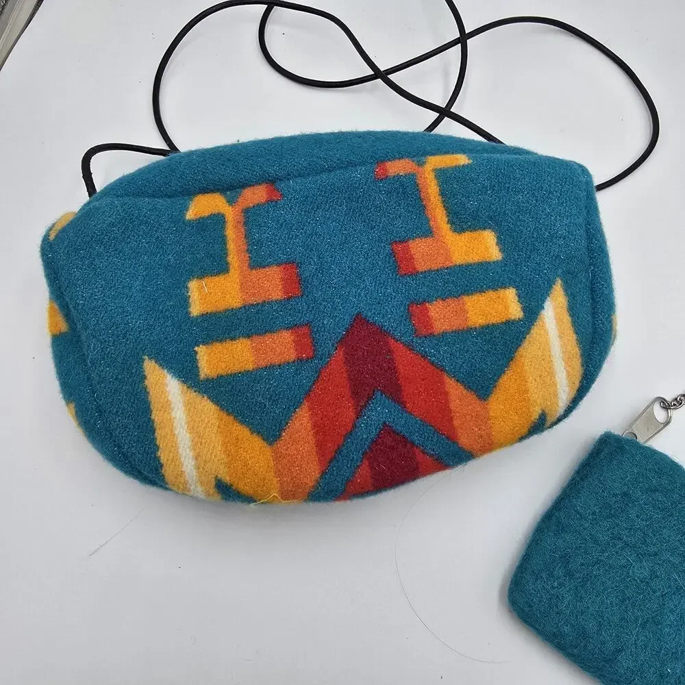 Upcycled Handmade Pendleton Crossbody Bag Purse Native Aztec Southwest Navajo